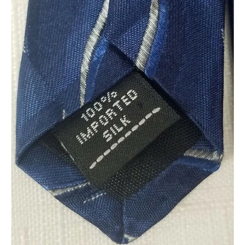 Zylos by George Machado Neck Tie Blue Geometric 100% Silk 56